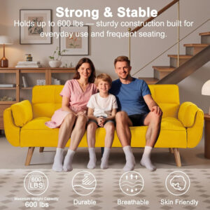 6886e3c59e2fef4e0730f2c9bd2d5c8d532c60d3384b78a3d4a79.jpg 75" Linen Futon Sofa Bed, Convertible Futon Couch Bed, Comfy Love Seat Sleeper Bed with Adjustable Backrest, Small Couches for Small Spaces, Living Room, Bedroom and Office (Dark Gray)