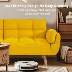 6886e3c6a93e7b95cd7bc57b7ecaf7726d2dde92a9e78051ac4ca.jpg 75" Linen Futon Sofa Bed, Convertible Futon Couch Bed, Comfy Love Seat Sleeper Bed with Adjustable Backrest, Small Couches for Small Spaces, Living Room, Bedroom and Office (Dark Gray)