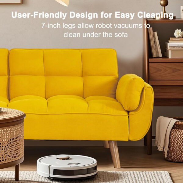 6886e3c6a93e7b95cd7bc57b7ecaf7726d2dde92a9e78051ac4ca.jpg 75" Linen Futon Sofa Bed, Convertible Futon Couch Bed, Comfy Love Seat Sleeper Bed with Adjustable Backrest, Small Couches for Small Spaces, Living Room, Bedroom and Office (Dark Gray)