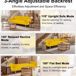 6886e3c7ab24b131cb0619ae1f29a08a837d5018528f9935219a2.jpg 75" Linen Futon Sofa Bed, Convertible Futon Couch Bed, Comfy Love Seat Sleeper Bed with Adjustable Backrest, Small Couches for Small Spaces, Living Room, Bedroom and Office (Dark Gray)