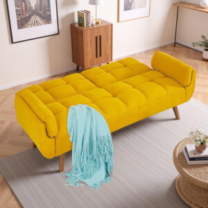 6886e3c8ba36329d93e749762b90999fa1f24a8ab106121d7b9ba.jpg 75" Linen Futon Sofa Bed, Convertible Futon Couch Bed, Comfy Love Seat Sleeper Bed with Adjustable Backrest, Small Couches for Small Spaces, Living Room, Bedroom and Office (Dark Gray)