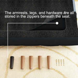 6886e3d4437afd17b604560671d510e9c91e28dd867f4f455c8fd.jpg 75" Linen Futon Sofa Bed, Convertible Futon Couch Bed, Comfy Love Seat Sleeper Bed with Adjustable Backrest, Small Couches for Small Spaces, Living Room, Bedroom and Office (Dark Gray)