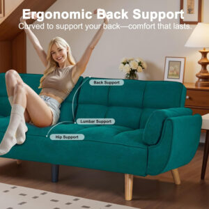 6886e3da334168e02b27e77b62205473caf7f7db48f75f6c395e7.jpg 75" Linen Futon Sofa Bed, Convertible Futon Couch Bed, Comfy Love Seat Sleeper Bed with Adjustable Backrest, Small Couches for Small Spaces, Living Room, Bedroom and Office (Dark Gray)