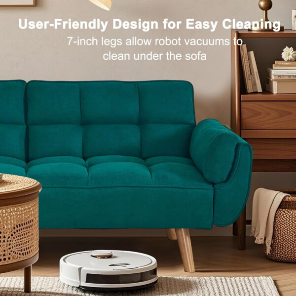 6886e3dd447c1858426118346f79b615c323a31330883315015de.jpg 75" Linen Futon Sofa Bed, Convertible Futon Couch Bed, Comfy Love Seat Sleeper Bed with Adjustable Backrest, Small Couches for Small Spaces, Living Room, Bedroom and Office (Dark Gray)