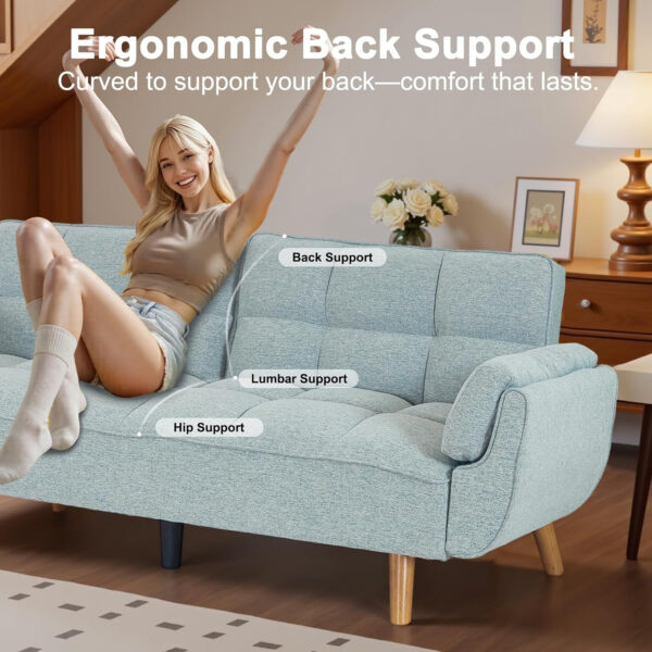 6886e3e362105d5858e8ae1ca1177f6b3455ac91cc7eb216a1147.jpg 75" Linen Futon Sofa Bed, Convertible Futon Couch Bed, Comfy Love Seat Sleeper Bed with Adjustable Backrest, Small Couches for Small Spaces, Living Room, Bedroom and Office (Dark Gray)