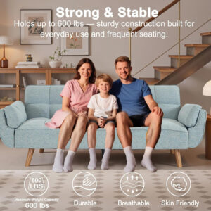 6886e3e4715d97ececb3539c4ec1765ffacd74a128c5f01e17504.jpg 75" Linen Futon Sofa Bed, Convertible Futon Couch Bed, Comfy Love Seat Sleeper Bed with Adjustable Backrest, Small Couches for Small Spaces, Living Room, Bedroom and Office (Dark Gray)