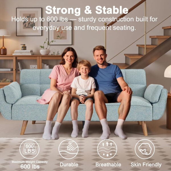 6886e3e4715d97ececb3539c4ec1765ffacd74a128c5f01e17504.jpg 75" Linen Futon Sofa Bed, Convertible Futon Couch Bed, Comfy Love Seat Sleeper Bed with Adjustable Backrest, Small Couches for Small Spaces, Living Room, Bedroom and Office (Dark Gray)