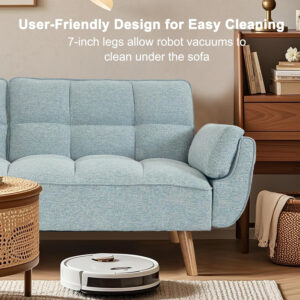 6886e3e5d290c4c2372114c4a6c70a65242120568115609176f24.jpg 75" Linen Futon Sofa Bed, Convertible Futon Couch Bed, Comfy Love Seat Sleeper Bed with Adjustable Backrest, Small Couches for Small Spaces, Living Room, Bedroom and Office (Dark Gray)