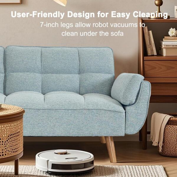 6886e3e5d290c4c2372114c4a6c70a65242120568115609176f24.jpg 75" Linen Futon Sofa Bed, Convertible Futon Couch Bed, Comfy Love Seat Sleeper Bed with Adjustable Backrest, Small Couches for Small Spaces, Living Room, Bedroom and Office (Dark Gray)