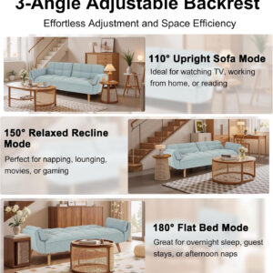 6886e3e6e26d2daca5aca2edb4b4978bf04ef2667dccab42808d1.jpg 75" Linen Futon Sofa Bed, Convertible Futon Couch Bed, Comfy Love Seat Sleeper Bed with Adjustable Backrest, Small Couches for Small Spaces, Living Room, Bedroom and Office (Dark Gray)