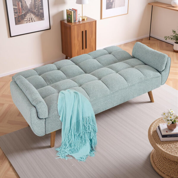 6886e3e84060f305a297e405ea0c8dedd7d2b558acfd4df0cadab.jpg 75" Linen Futon Sofa Bed, Convertible Futon Couch Bed, Comfy Love Seat Sleeper Bed with Adjustable Backrest, Small Couches for Small Spaces, Living Room, Bedroom and Office (Dark Gray)