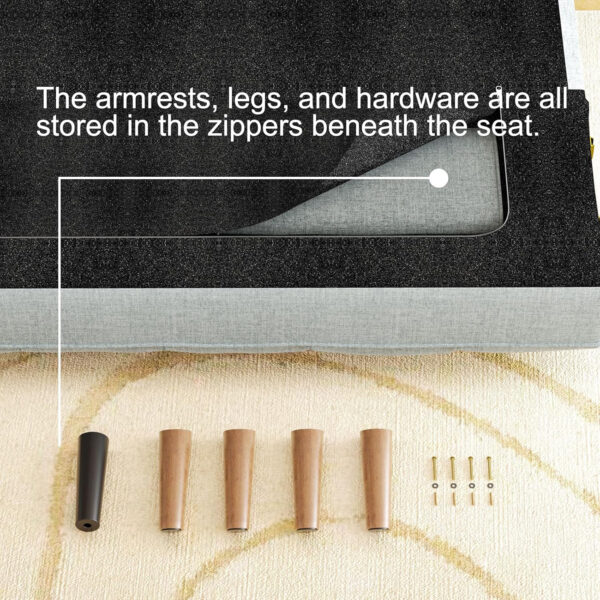 6886e3ea0e53c87a0d9b903141a4647aa6e08a4738ad9c1883a5b.jpg 75" Linen Futon Sofa Bed, Convertible Futon Couch Bed, Comfy Love Seat Sleeper Bed with Adjustable Backrest, Small Couches for Small Spaces, Living Room, Bedroom and Office (Dark Gray)