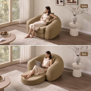 SICOTAS Sofa Couch Bed for Living Room Futon Cloud Boneless Sleeper Sofa Pull Out Convertible Floor Couch in a Box with Deep Seet 3 Seater Foam Bed No Assembly Required for Bedroom Apartment, Brown