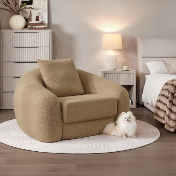 SICOTAS Sofa Couch Bed for Living Room Futon Cloud Boneless Sleeper Sofa Pull Out Convertible Floor Couch in a Box with Deep Seet 3 Seater Foam Bed No Assembly Required for Bedroom Apartment, Brown