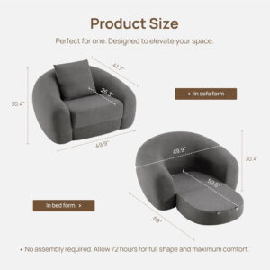 SICOTAS Sofa Couch Bed for Living Room Futon Cloud Boneless Sleeper Sofa Pull Out Convertible Floor Couch in a Box with Deep Seet 3 Seater Foam Bed No Assembly Required for Bedroom Apartment, Brown