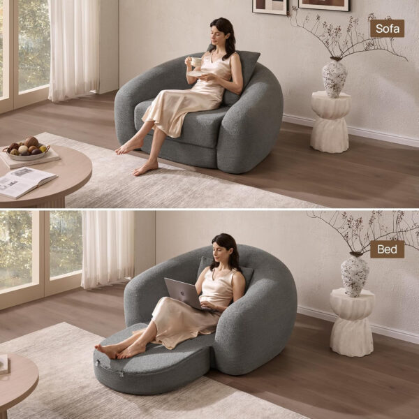 SICOTAS Sofa Couch Bed for Living Room Futon Cloud Boneless Sleeper Sofa Pull Out Convertible Floor Couch in a Box with Deep Seet 3 Seater Foam Bed No Assembly Required for Bedroom Apartment, Brown