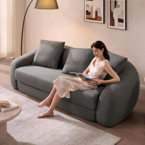 SICOTAS Sofa Couch Bed for Living Room Futon Cloud Boneless Sleeper Sofa Pull Out Convertible Floor Couch in a Box with Deep Seet 3 Seater Foam Bed No Assembly Required for Bedroom Apartment, Brown