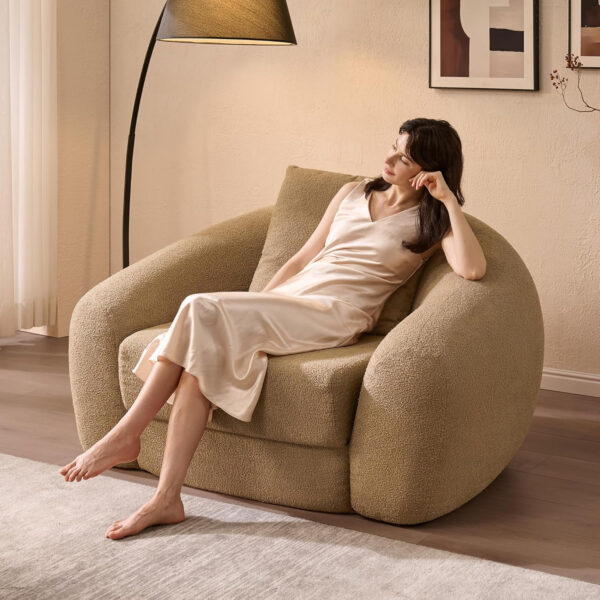 SICOTAS Sofa Couch Bed for Living Room Futon Cloud Boneless Sleeper Sofa Pull Out Convertible Floor Couch in a Box with Deep Seet 3 Seater Foam Bed No Assembly Required for Bedroom Apartment, Brown