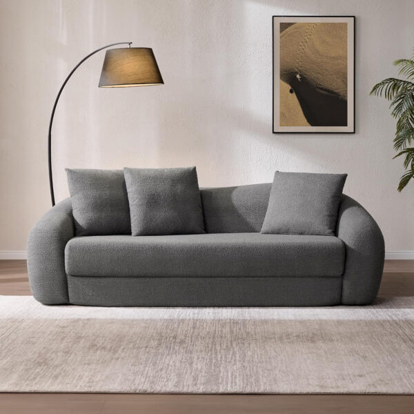 SICOTAS Sofa Couch Bed for Living Room Futon Cloud Boneless Sleeper Sofa Pull Out Convertible Floor Couch in a Box with Deep Seet 3 Seater Foam Bed No Assembly Required for Bedroom Apartment, Brown