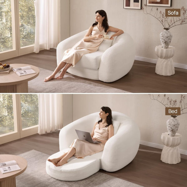 SICOTAS Sofa Couch Bed for Living Room Futon Cloud Boneless Sleeper Sofa Pull Out Convertible Floor Couch in a Box with Deep Seet 3 Seater Foam Bed No Assembly Required for Bedroom Apartment, Brown