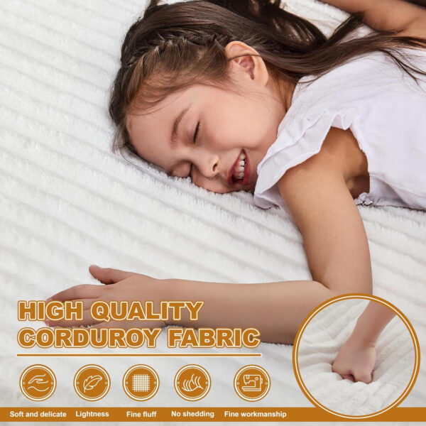 Sofa Bed 4-in-1 Boneless Couch Oversized Corduroy Upholstered Sleeper Sofa with Loveseat Couches for Living Room Futon Couch with Fixed-Shape Pull Out Couchs for Bedroom(White-81 W)