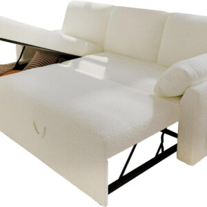 VanAcc Sofa Bed, Sleeper Sofa- 2 in 1 Pull Out Couch Bed with Storage Chaise for Living Room, White Sherpa 84in x 59in x 39in