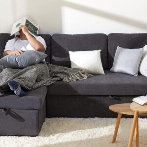 VanAcc Sofa Bed, Sleeper Sofa- 2 in 1 Pull Out Couch Bed with Storage Chaise for Living Room, White Sherpa 84in x 59in x 39in