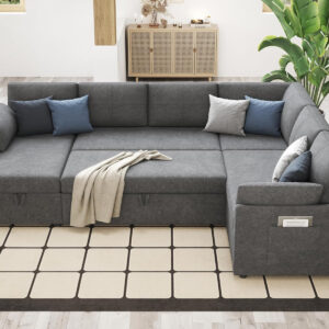 VanAcc Sofa Bed, Sleeper Sofa- 2 in 1 Pull Out Couch Bed with Storage Chaise for Living Room, White Sherpa 84in x 59in x 39in