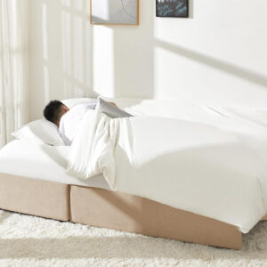 VanAcc Sofa Bed, Sleeper Sofa- 2 in 1 Pull Out Couch Bed with Storage Chaise for Living Room, White Sherpa 84in x 59in x 39in