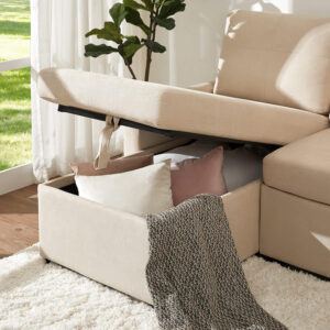 VanAcc Sofa Bed, Sleeper Sofa- 2 in 1 Pull Out Couch Bed with Storage Chaise for Living Room, White Sherpa 84in x 59in x 39in