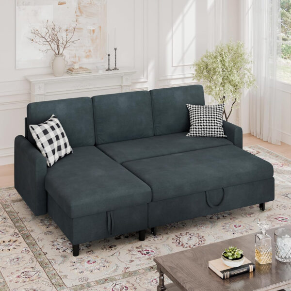 6886e677ab9f5411b9c57d188df8639e1d61cb44c4e2afa426fc8.jpg Walsunny Sectional Sofa Couch Bed L Shaped Sleeper Sofa Bed Pull Out Bed with Storage, Reversible Sectional Couches for Living Room, Apartment, Office(Dark Gray)