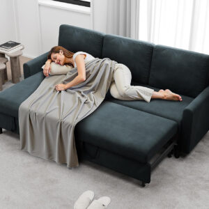 6886e67f268a3989e07756a20b24016a722e5de64f6951af51e8a.jpg Walsunny Sectional Sofa Couch Bed L Shaped Sleeper Sofa Bed Pull Out Bed with Storage, Reversible Sectional Couches for Living Room, Apartment, Office(Dark Gray)