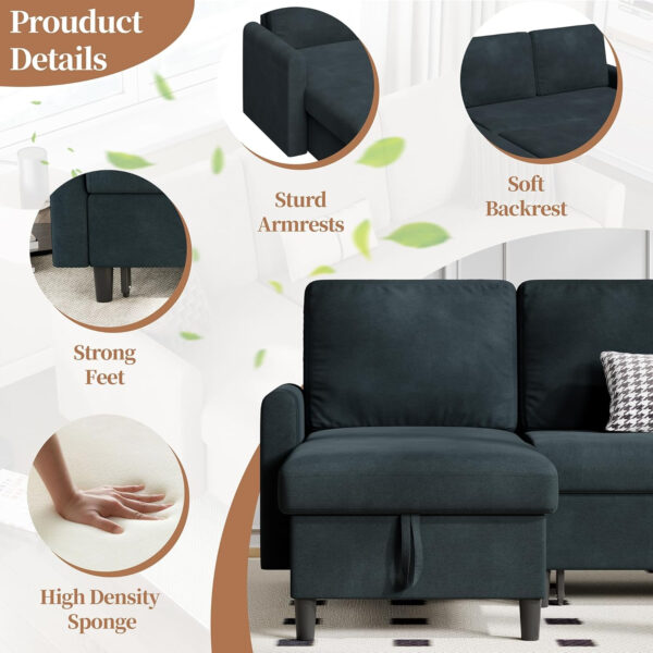 6886e6815b8b4f8fac48f0050cecb652650c241c770d3102cfba7.jpg Walsunny Sectional Sofa Couch Bed L Shaped Sleeper Sofa Bed Pull Out Bed with Storage, Reversible Sectional Couches for Living Room, Apartment, Office(Dark Gray)