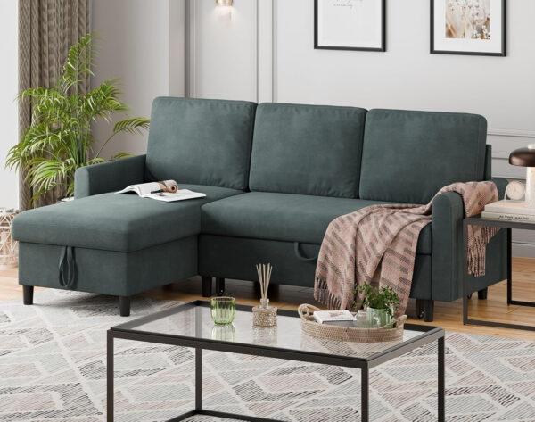 6886e6829140031b54adb28a5f973a30c658cb7469a6dd8f76791.jpg Walsunny Sectional Sofa Couch Bed L Shaped Sleeper Sofa Bed Pull Out Bed with Storage, Reversible Sectional Couches for Living Room, Apartment, Office(Dark Gray)