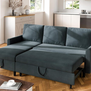 6886e683966b215be3010c5e962b48c5086aa392cee92e8016cee.jpg Walsunny Sectional Sofa Couch Bed L Shaped Sleeper Sofa Bed Pull Out Bed with Storage, Reversible Sectional Couches for Living Room, Apartment, Office(Dark Gray)