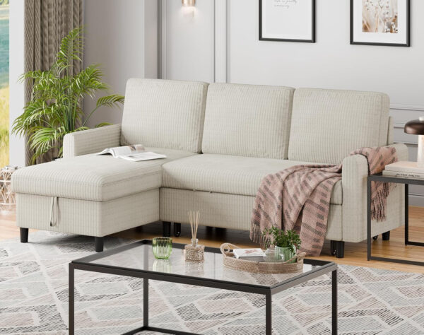 6886e68b3ec14d19148a51f843c713d701d1050322f62420f9eff.jpg Walsunny Sectional Sofa Couch Bed L Shaped Sleeper Sofa Bed Pull Out Bed with Storage, Reversible Sectional Couches for Living Room, Apartment, Office(Dark Gray)
