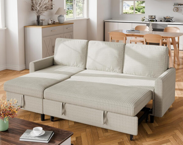 6886e68c306621151b922c45dc1f44c384926d05d9a60a77e94a3.jpg Walsunny Sectional Sofa Couch Bed L Shaped Sleeper Sofa Bed Pull Out Bed with Storage, Reversible Sectional Couches for Living Room, Apartment, Office(Dark Gray)