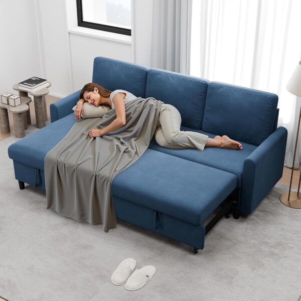 6886e691d8fea30110421516f1b7cabc68b29152d4baae2a37d1b.jpg Walsunny Sectional Sofa Couch Bed L Shaped Sleeper Sofa Bed Pull Out Bed with Storage, Reversible Sectional Couches for Living Room, Apartment, Office(Dark Gray)