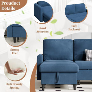 6886e693eb234f8392b572c32d94ee015fc87b31bb62a62b6dbbf.jpg Walsunny Sectional Sofa Couch Bed L Shaped Sleeper Sofa Bed Pull Out Bed with Storage, Reversible Sectional Couches for Living Room, Apartment, Office(Dark Gray)
