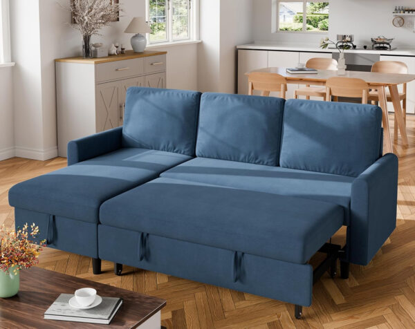 6886e695cc315acf48600be9de5c640ff1c5a6641f5442501b924.jpg Walsunny Sectional Sofa Couch Bed L Shaped Sleeper Sofa Bed Pull Out Bed with Storage, Reversible Sectional Couches for Living Room, Apartment, Office(Dark Gray)