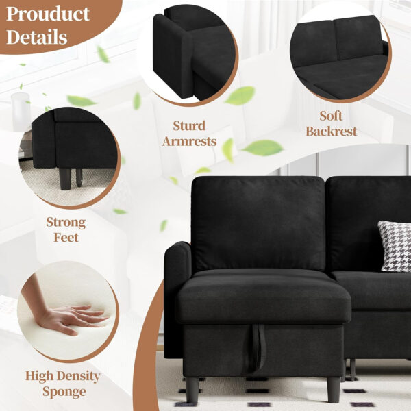 6886e69c363b645b06d1a71f587b187f4b7b535867c325d0161b8.jpg Walsunny Sectional Sofa Couch Bed L Shaped Sleeper Sofa Bed Pull Out Bed with Storage, Reversible Sectional Couches for Living Room, Apartment, Office(Dark Gray)