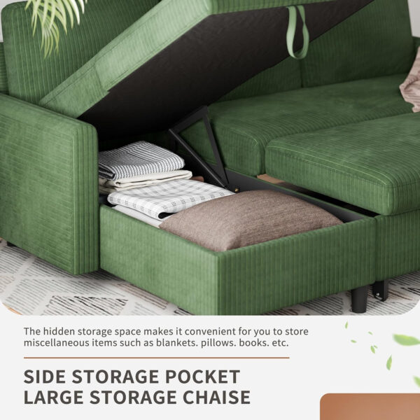 6886e6a026e01166b4ede7d770025d272800dd02d0fdb47192d81.jpg Walsunny Sectional Sofa Couch Bed L Shaped Sleeper Sofa Bed Pull Out Bed with Storage, Reversible Sectional Couches for Living Room, Apartment, Office(Dark Gray)