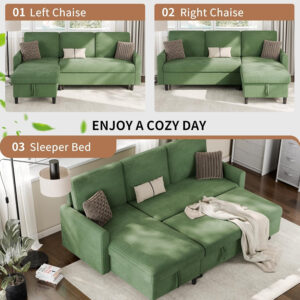 6886e6a19babc7d90dab81b58b4baf469ca50719ae5a3621bcbd1.jpg Walsunny Sectional Sofa Couch Bed L Shaped Sleeper Sofa Bed Pull Out Bed with Storage, Reversible Sectional Couches for Living Room, Apartment, Office(Dark Gray)