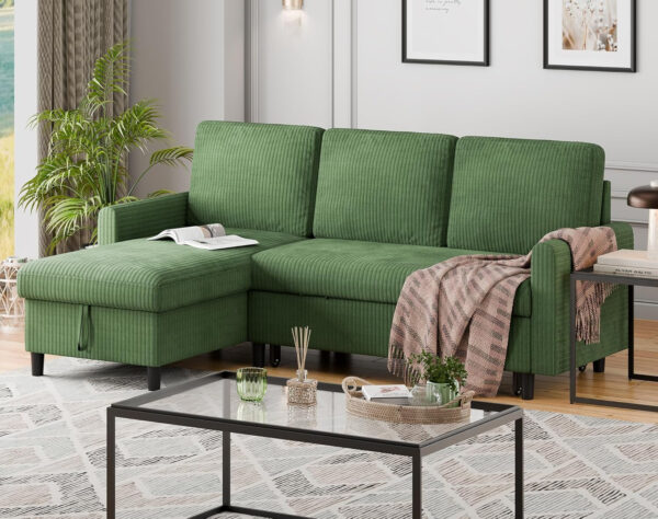 6886e6a40266cd94e603ef221ab9a2307adb82188b3868d38853a.jpg Walsunny Sectional Sofa Couch Bed L Shaped Sleeper Sofa Bed Pull Out Bed with Storage, Reversible Sectional Couches for Living Room, Apartment, Office(Dark Gray)