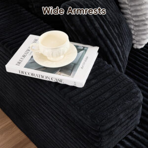 108" Boneless Couches for Living Room, Modular Sectional Sofa with Oversized Chaise, L-Shape Boneless Couch with Deep Seat, High-Density Memory Foam, No Assembly Required, Plush Corduroy Black