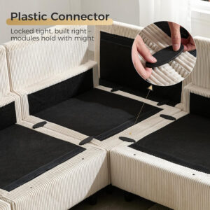 KKL Modular Sectional Sofa Bed with Storage Ottoman, Convertible L/U-Shaped Sleeper Couch for Living Room, Modern Reversible Design, Beige