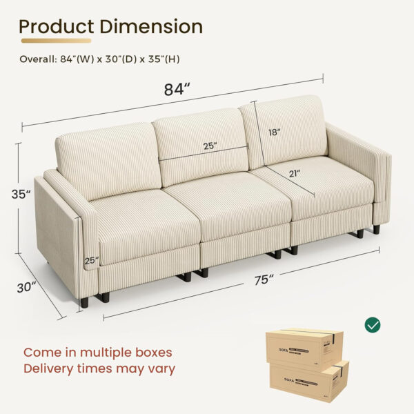 KKL Modular Sectional Sofa Bed with Storage Ottoman, Convertible L/U-Shaped Sleeper Couch for Living Room, Modern Reversible Design, Beige
