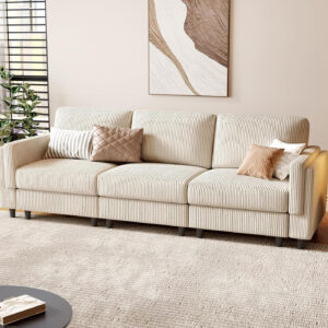 KKL Modular Sectional Sofa Bed with Storage Ottoman, Convertible L/U-Shaped Sleeper Couch for Living Room, Modern Reversible Design, Beige