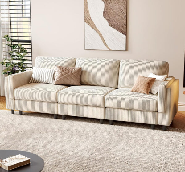 KKL Modular Sectional Sofa Bed with Storage Ottoman, Convertible L/U-Shaped Sleeper Couch for Living Room, Modern Reversible Design, Beige