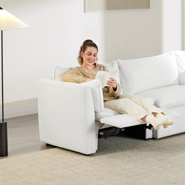 CHITA Sectional Modular Down Filled L Shape Sofa, Comfty L Shape Cloud Couch,FSC Certified L Shaped Couch for Living Room, 114 inch Width,4 Seat with Storage Ottoman, Snow
